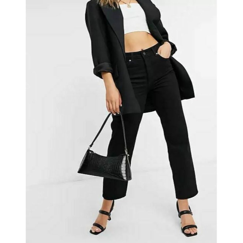 Selected Femme Kate Straight Leg Jeans With High Waist In Black NWT Size 30x32